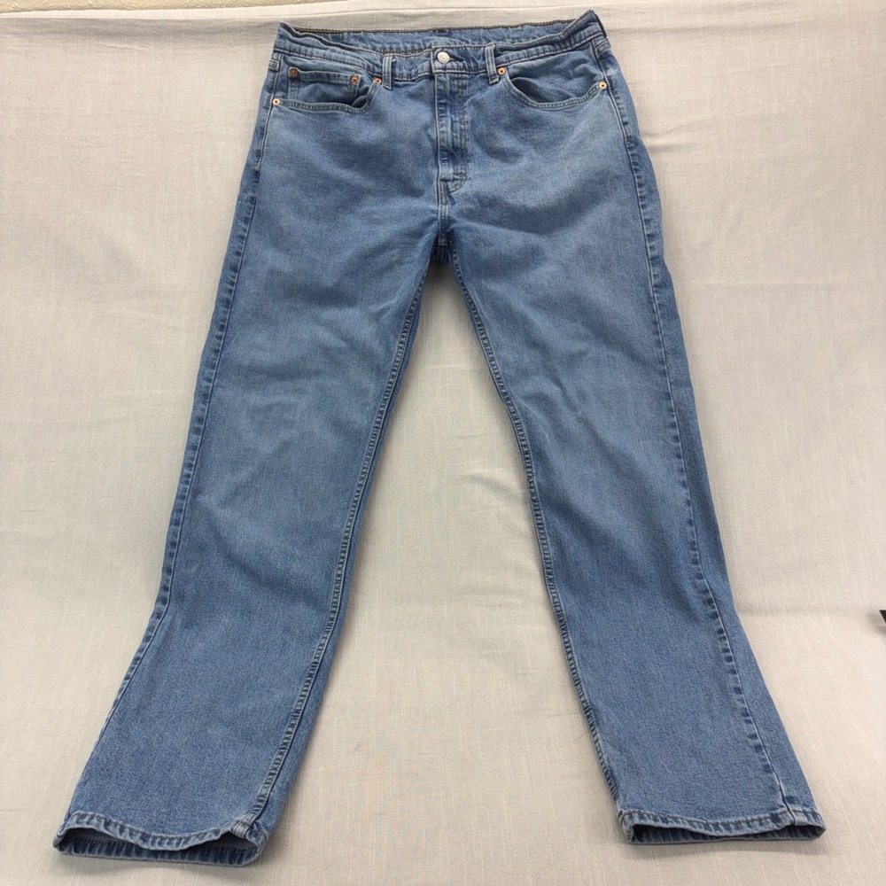 Levi's Jeans Mens 38x34 505 Regular Fit Blue Medium Wash Straight Leg Denim